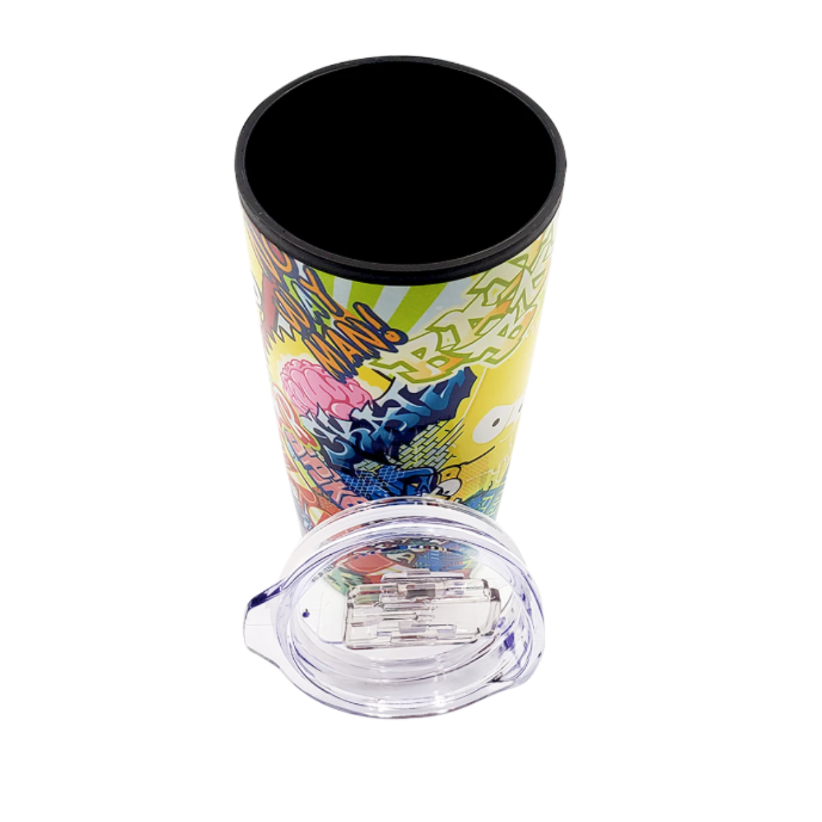 Termo Largo Doble Pared con Tapa Transparente Fun Kids Disney The Simpsons Bart 450ml