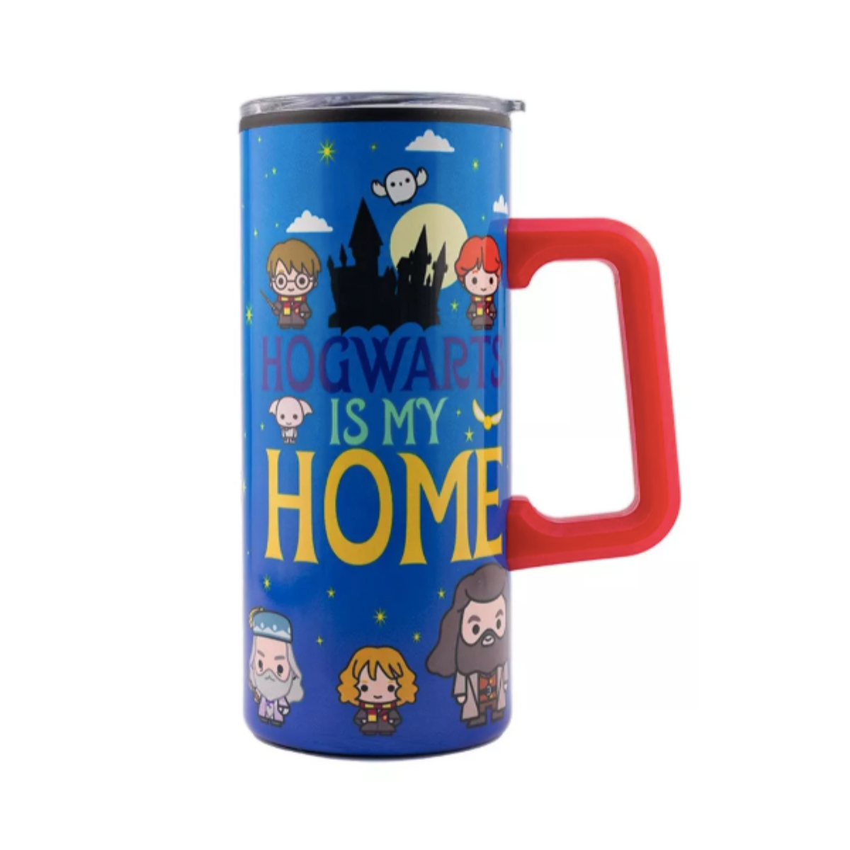 Termo Doble Pared C/ Asa Y Tapa Harry Potter Hogwarts 550 Ml