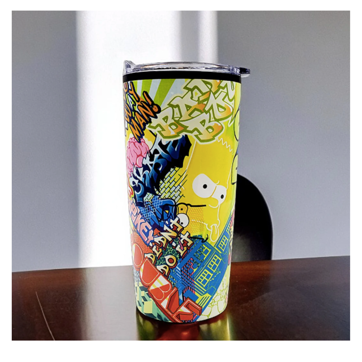 Termo Largo Doble Pared con Tapa Transparente Fun Kids Disney The Simpsons Bart 450ml