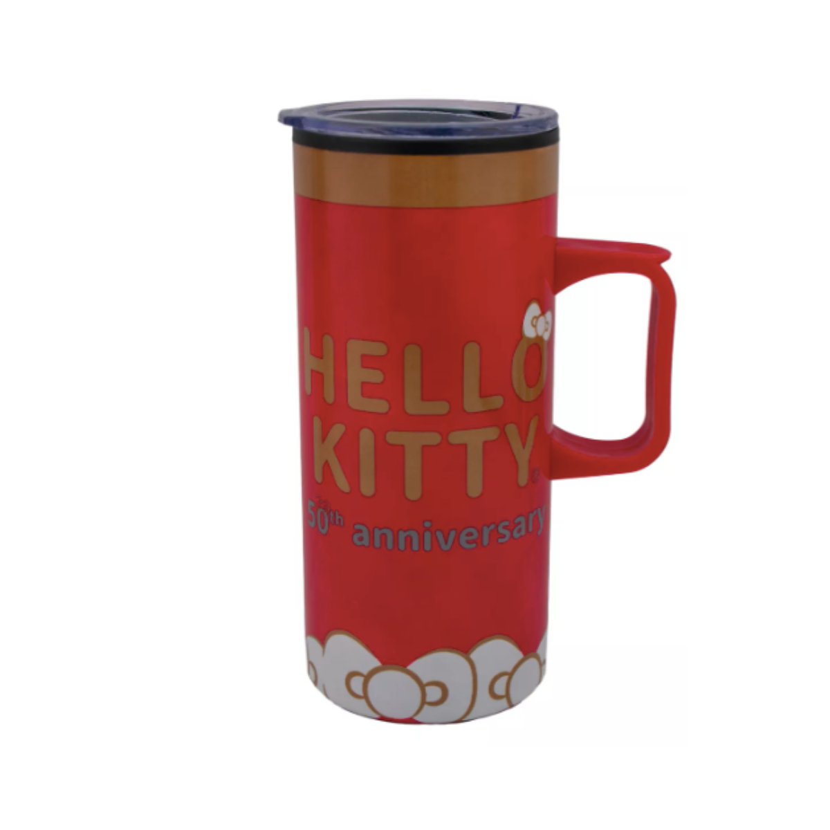 Termo Doble Pared Con Asa Hello Kitty 50 Aniversario 500 Ml Color Rojo