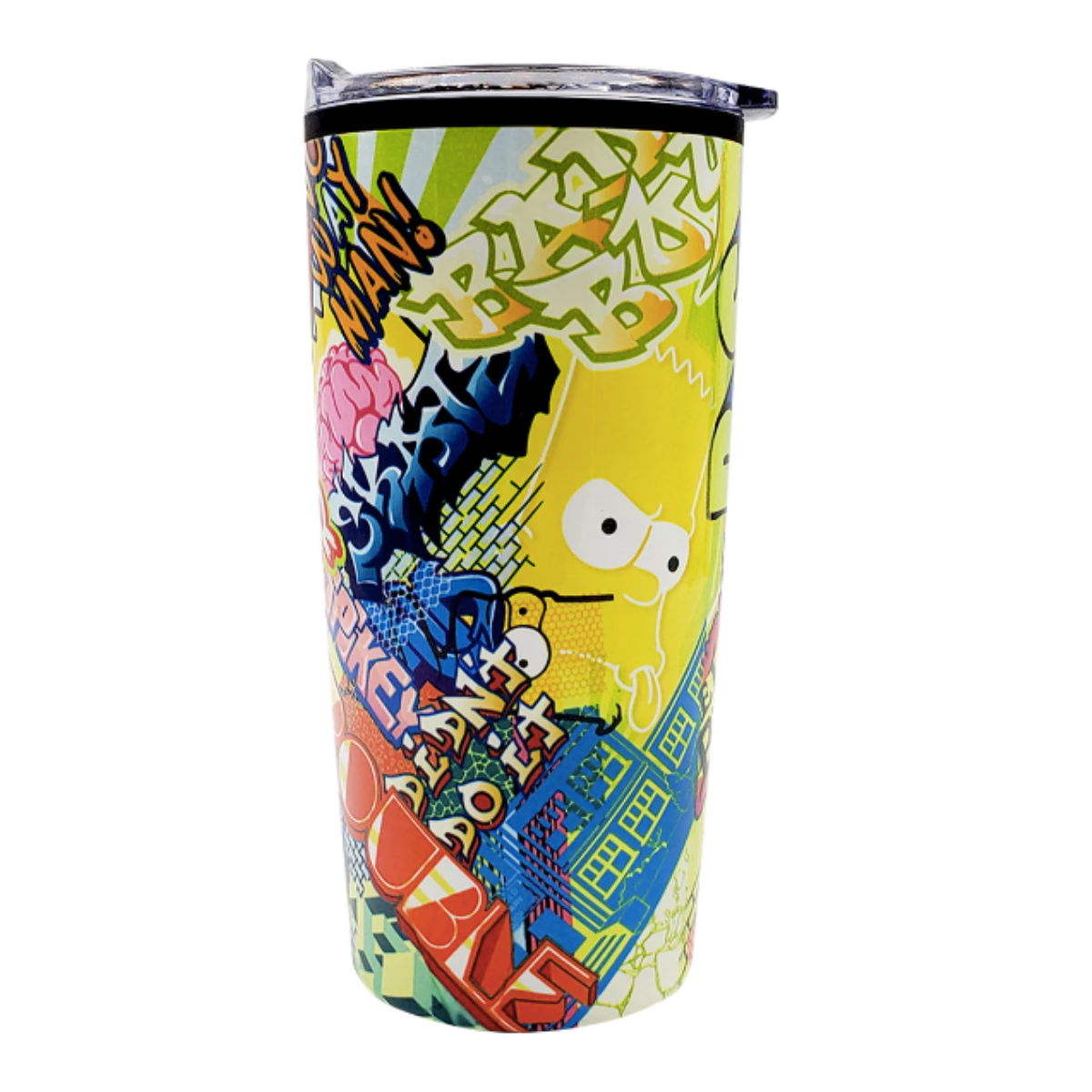 Termo Largo Doble Pared con Tapa Transparente Fun Kids Disney The Simpsons Bart 450ml