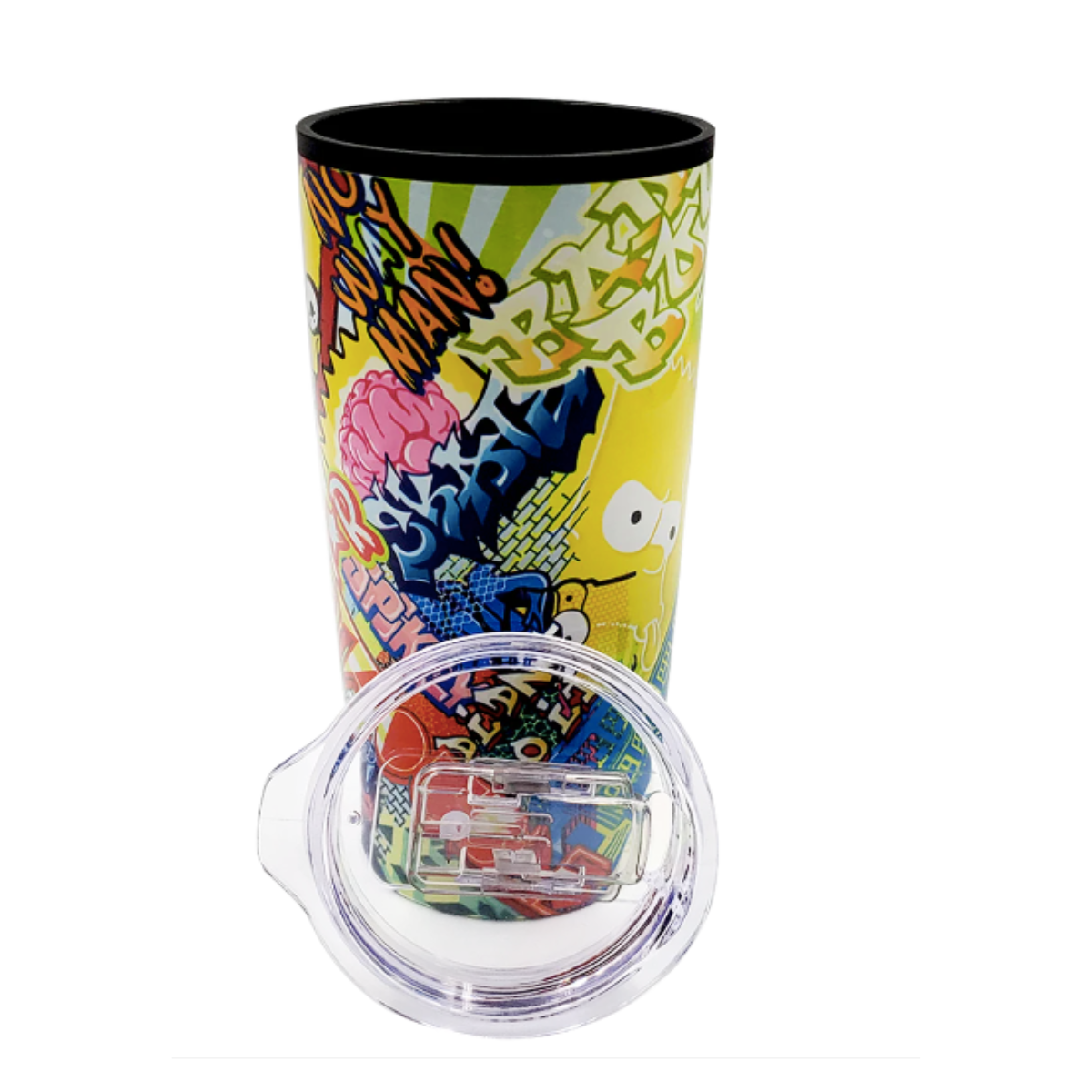 Termo Largo Doble Pared con Tapa Transparente Fun Kids Disney The Simpsons Bart 450ml