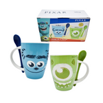 Set Juego Tazas Disney Pixar Monster Inc Mike Wazowski & Sulley Cerámica 310ml 2pzas